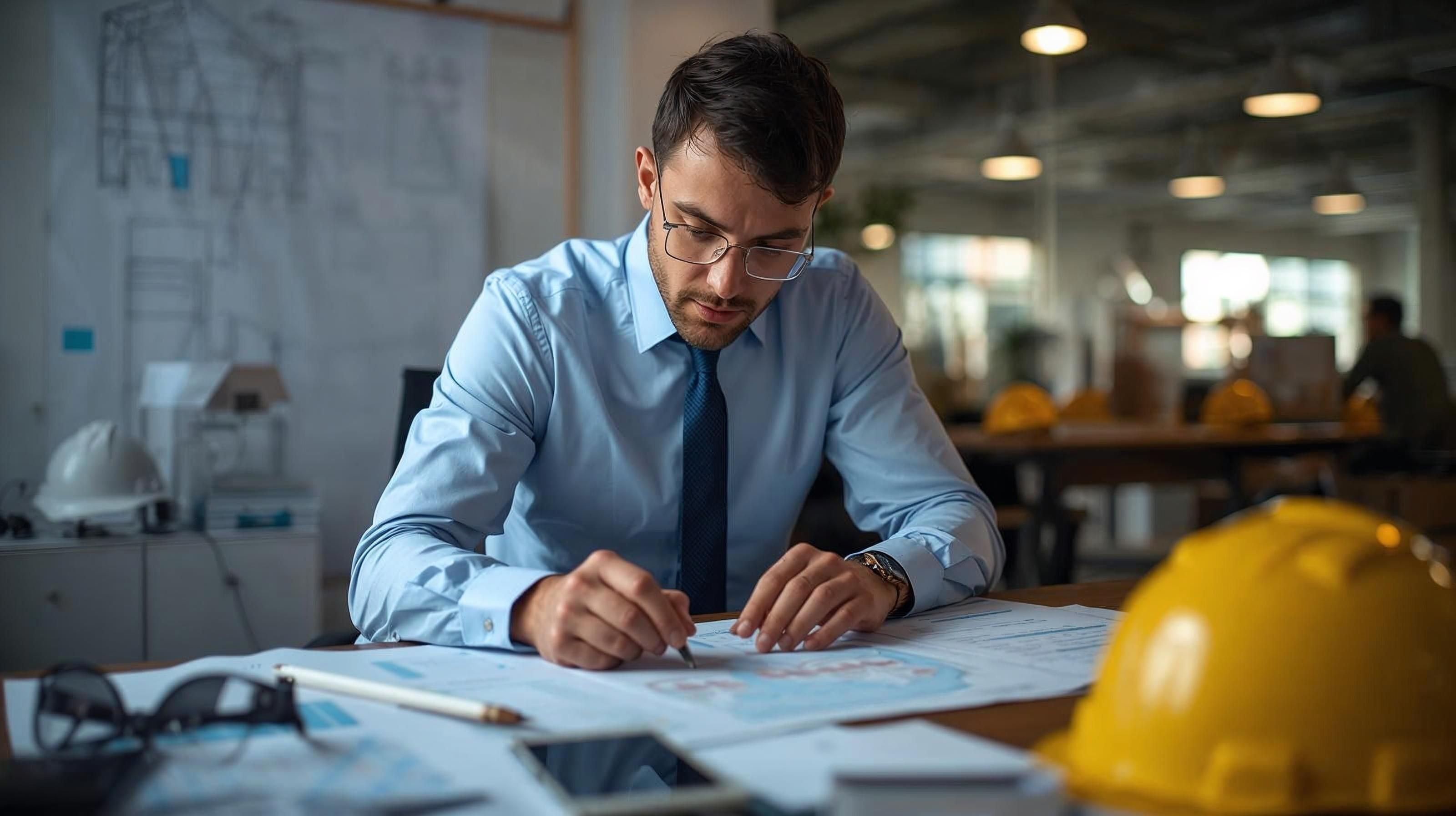An accountant at a construction company working in spreadsheets